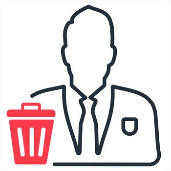 Trash and remove icon concept in red line color vector