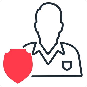 User Security and security icon concept in red line color vector