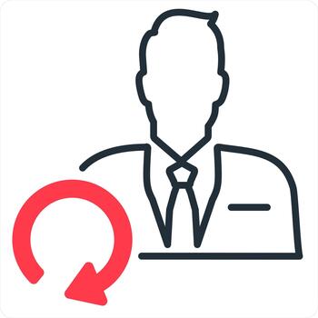 Update User and refresh icon concept in red line color vector