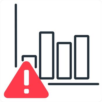 Graph Maintenance and graph icon concept in red line color vector