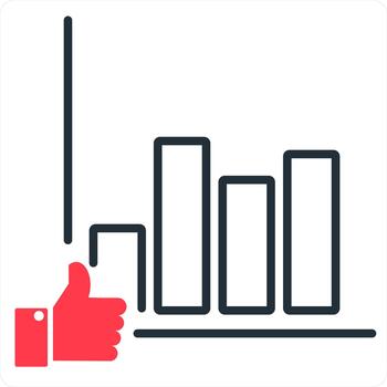 Like Graph and graph icon concept in red line color vector