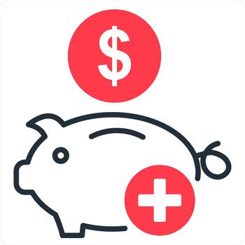 Add Savings and banking icon concept in red line color vector