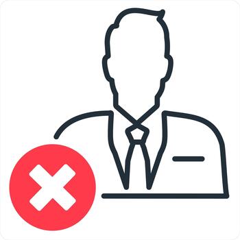 eliminar usuario y usuario icono concepto en rojo línea color vector