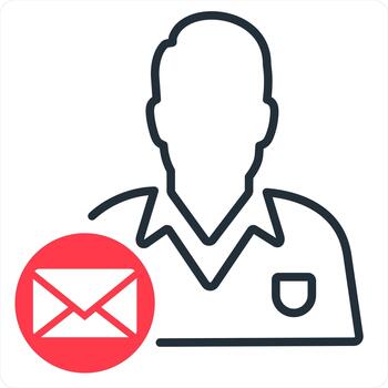 User message and security icon concept in red line color vector