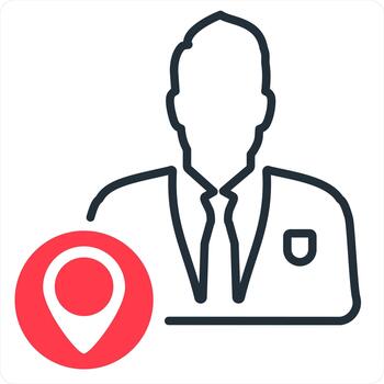 User Location and security icon concept in red line color vector