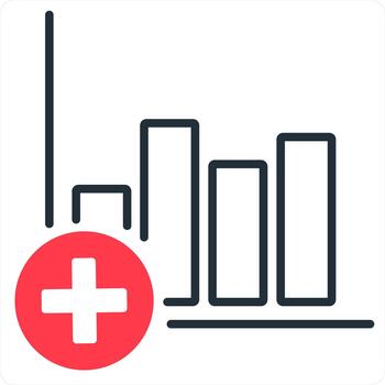 Add Graph and graph icon concept in red line color vector
