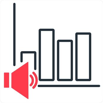 Speaker Graph and graph icon concept in red line color vector