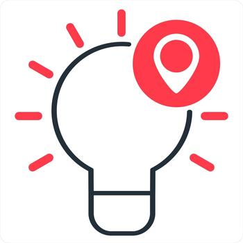 Idea Location and idea icon concept in red line color vector