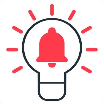 idea notificación y alerta icono concepto en rojo línea color vector