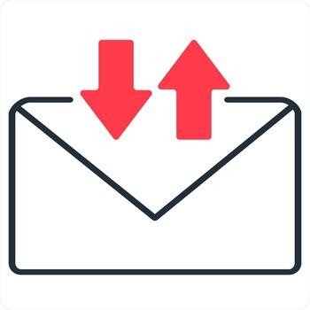 Synchronize Message and message icon concept in red line color vector