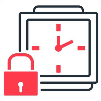 Time Security and time icon concept in red line color vector