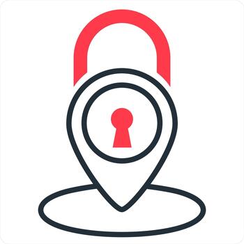 Lock Security and safety icon concept in red line color vector