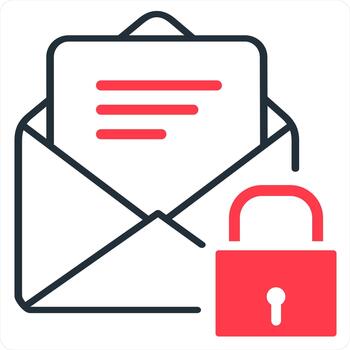 Message Security and safety icon concept in red line color vector
