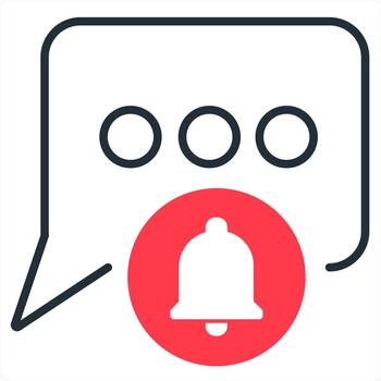 Message Notification and message icon concept in red line color vector