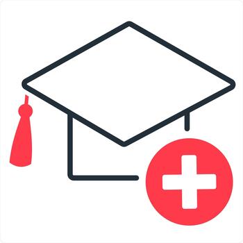 Add Degree and graduate icon concept in red line color vector