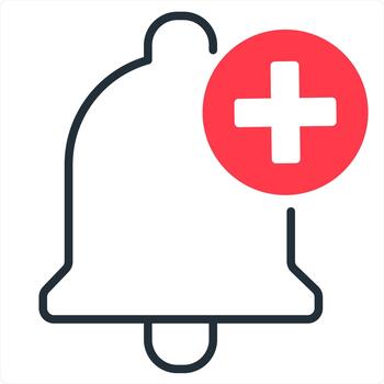 Add Notification and notification icon concept in red line color vector