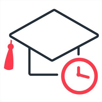 Study Time and education icon concept in red line color vector