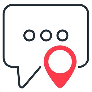 Message Location and chat icon concept in red line color vector