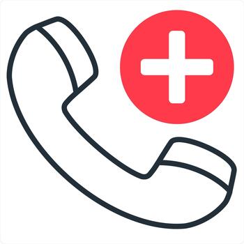 Add Call and calling icon concept in red line color vector