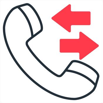 Synchronize Call and refresh call icon concept in red line color vector