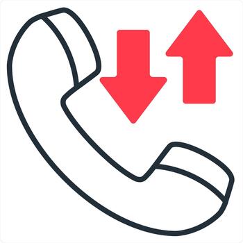 Synchronize Call and sync icon concept in red line color vector