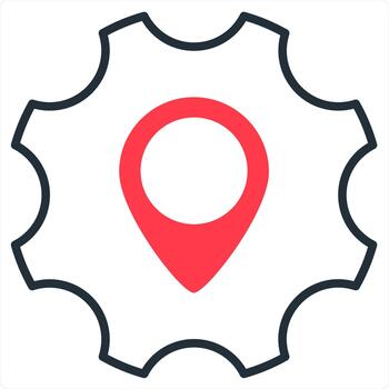 Location Setting and pin icon concept in red line color vector