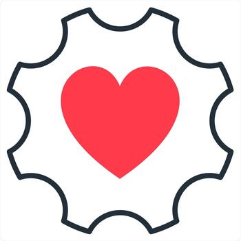 favorito ajuste y configuración icono concepto en rojo línea color vector