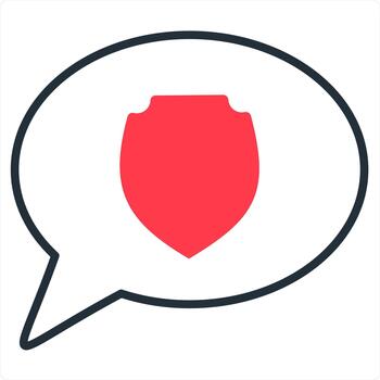 Message Security and protection icon concept in red line color vector