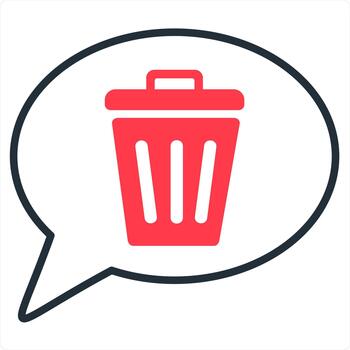 Remove Message and remove icon concept in red line color vector