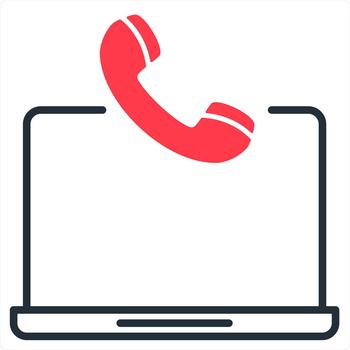Call and calling icon in red line color vector