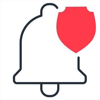 Notification Security and info icon concept in red line color vector