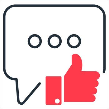 Like Message and like icon concept in red line color vector