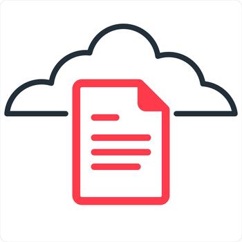 Cloud Document and File in red line color vector
