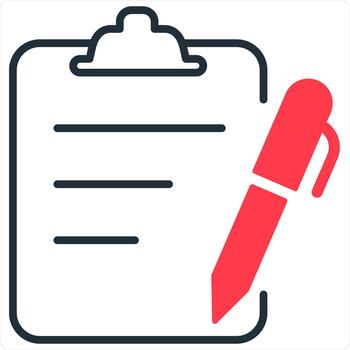 Edit Document and Note Icon Concept in red line color vector