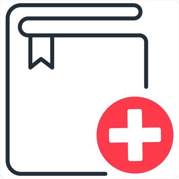 Add Book and Document Icon Concept in red line color vector