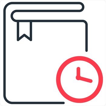 Study On Time Icon Concept in red line color vector