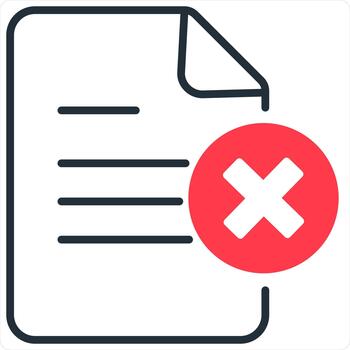 Wrong Page and Cross Icon Concept in red line color vector