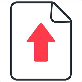 Upload Page and Seo Icon Concept in red line color vector