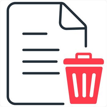 Remove Page and remove File Icon Concept in red line color vector