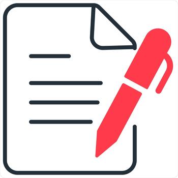 Edit Page and Document Icon Concept in red line color vector