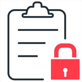 Page Security and secured Icon Concept in red line color vector