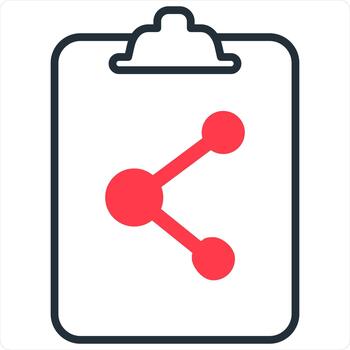 compartir documento y enviar icono concepto en rojo línea color vector