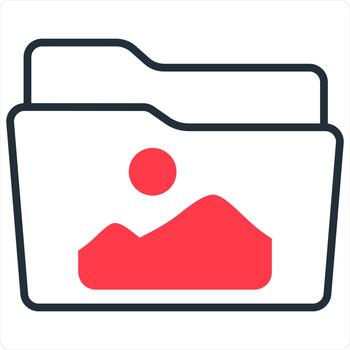 Image Folder and Photo Icon Concept in red line color vector
