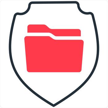 Folder Security and folder Lock in red line color vector