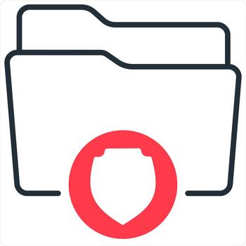 Folder Security and Lock in red line color vector