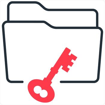Folder Security and Lock Concept in red line color vector