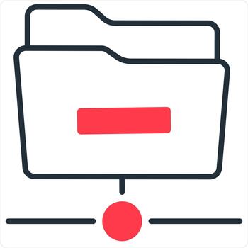 Remove Folder and delete Concept in red line color vector