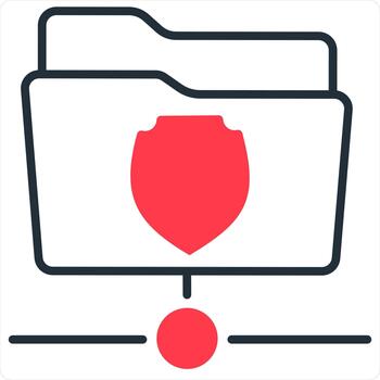 Folder Security Icon in red line color vector