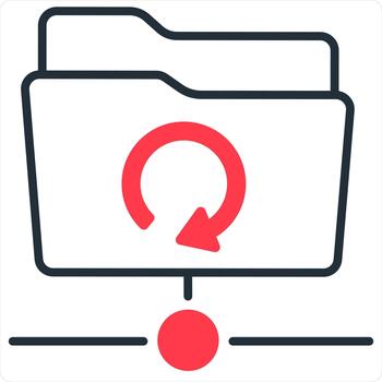 Upload Folder and Page Icon Concept in red line color vector