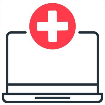 Add Laptop and Document Icon Concept in red line color vector